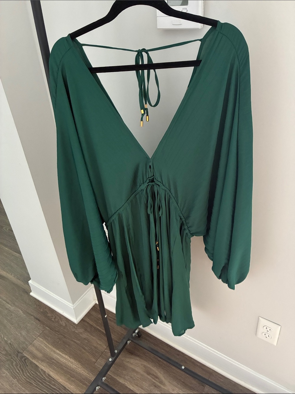 Free People Arzel Mini Dress in Emerald Green
